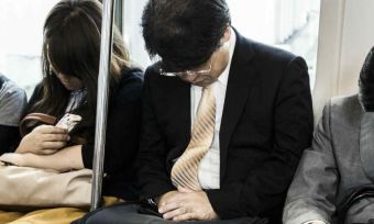 train commuters asleep