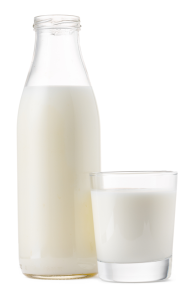 full cream milk glass bottle and glass