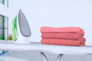 Bath towel and iron 