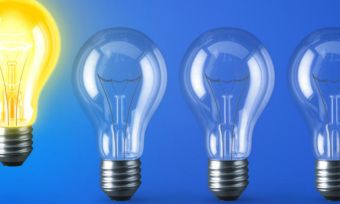 light bulbs on blue background