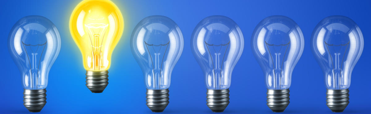 light bulbs on blue background