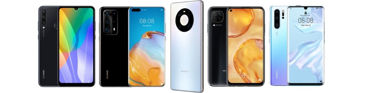 A selection of Huawei phones