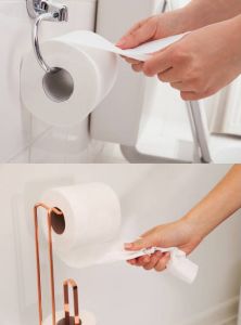 Should toilet paper roll over or roll under