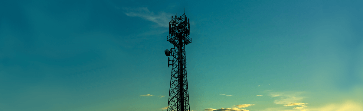 Mobile network tower with blue sky