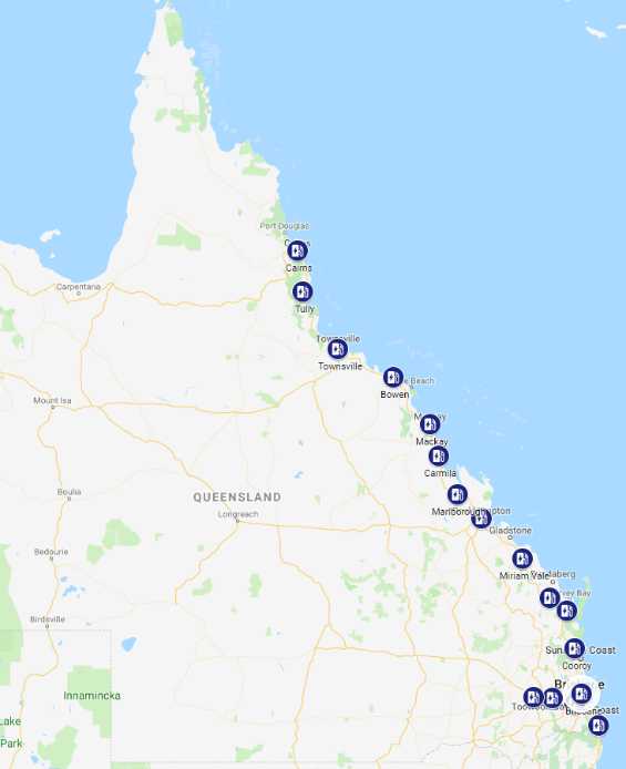 Map Of Charging Stations QLD