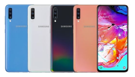 Samsung Galaxy A70 In Blue, White, Black And Coral