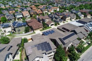 Looking down fromSolar panel rooftop