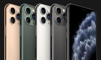 iPhone 11 Pro devices on black background