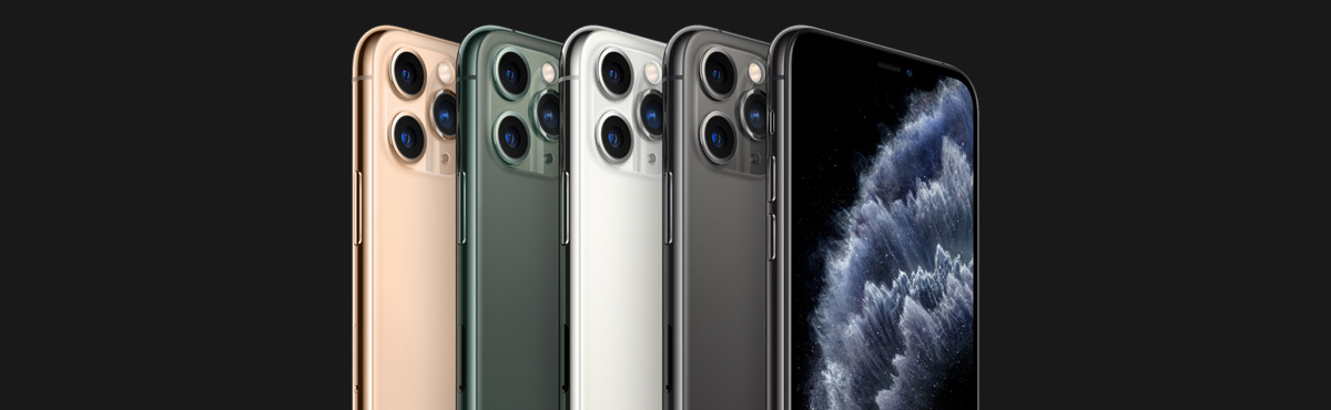 iPhone 11 Pro devices on black background