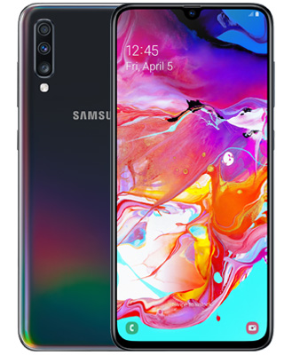 Samsung Galaxy A70 phone in black