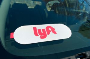 lyft sticker in car