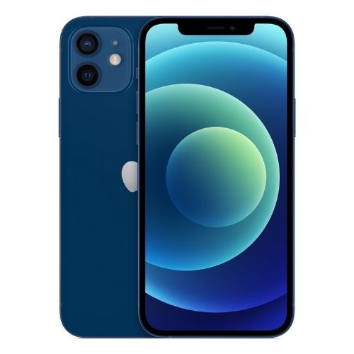 An iPhone 12 in blue