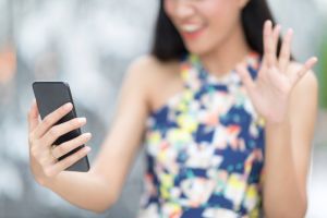 woman using phone