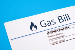 Gas bill on blue background