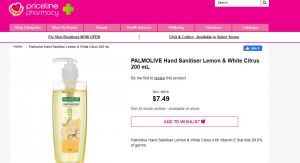 Priceline hand sanitiser available in Australia