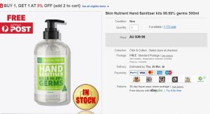 ebay hand sanitiser available in Australia