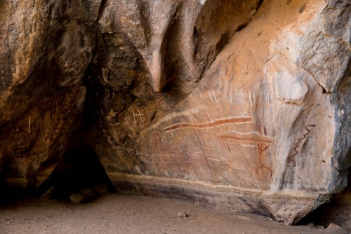 ancient aboriginal rock art near Chillagoe, Queensland, Australia