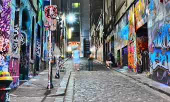 Laneway with wall art in Melbourne city