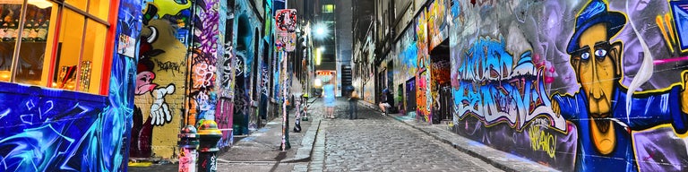 Laneway with wall art in Melbourne city