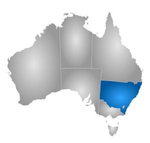 Map of Australia with NSW outlined