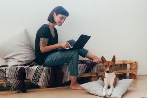 woman on a laptop