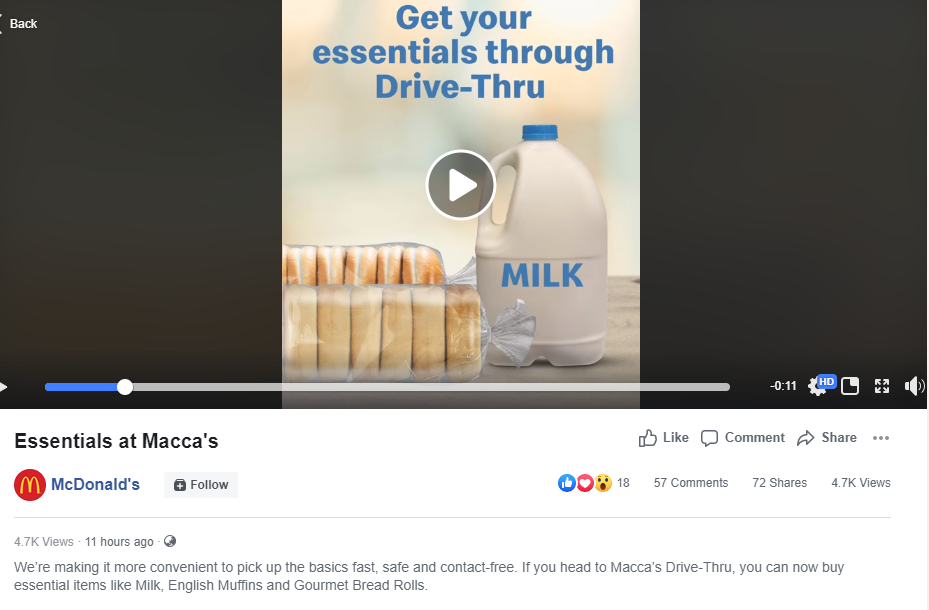 Macca’s Offering Drive Through Bread and Milk with Your Big Mac