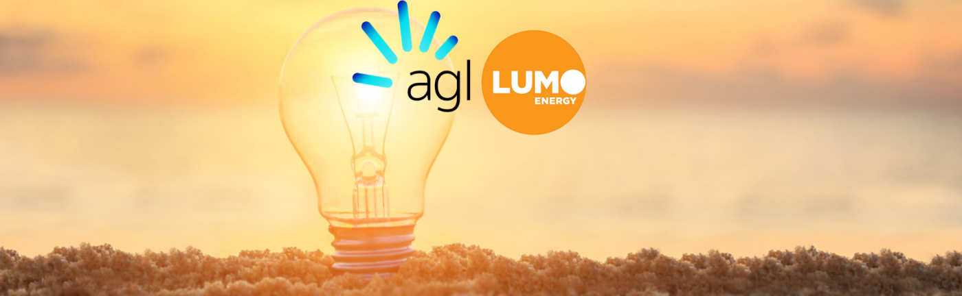 AGL vs Lumo Energy on light bulb beach background