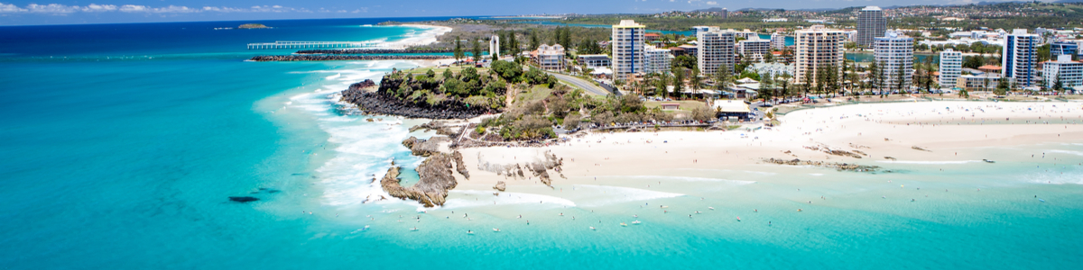 Birds eye view of Gold Coast beach