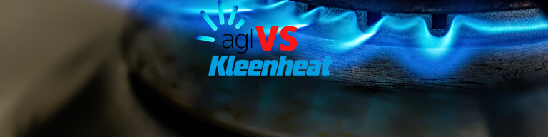 gas stove burning with AGL and Kleenheat logos