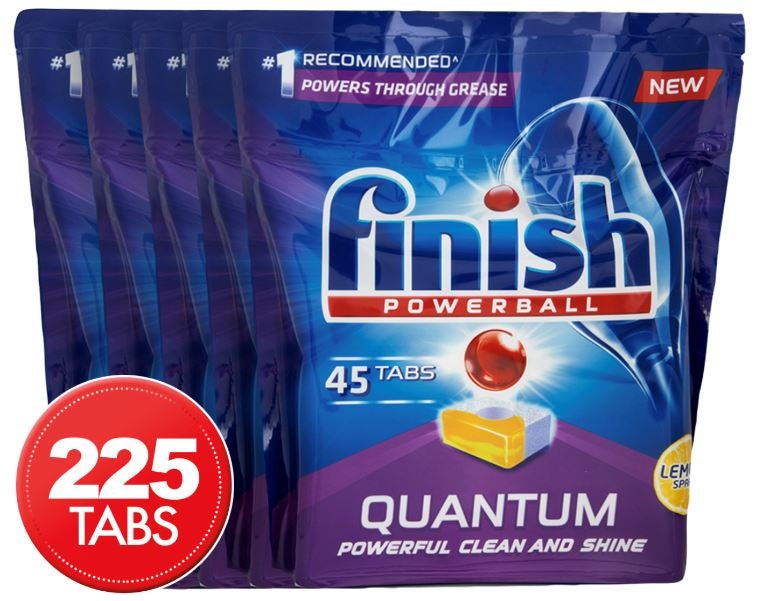 Finish Powerball Quantum Dishwashing Tabs Lemon 5 x 45pk - Save $20