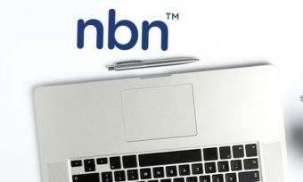 Laptop on white background with NBN logo