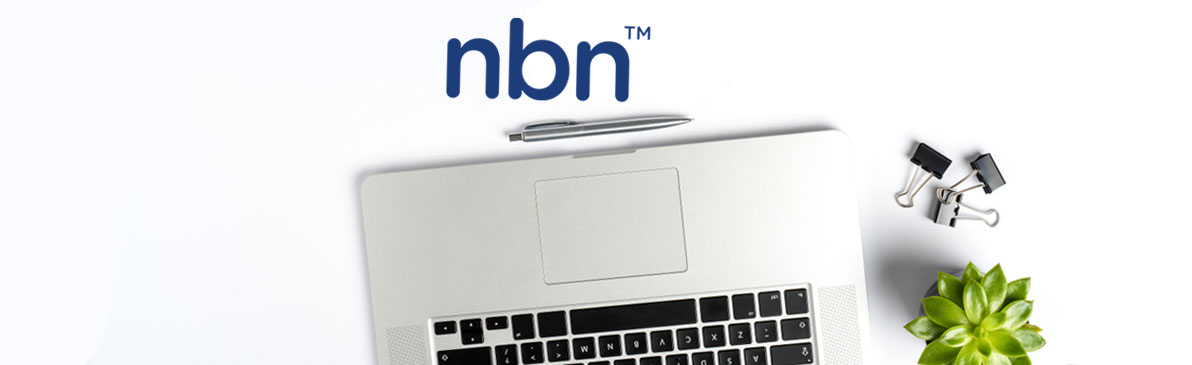 Laptop on white background with NBN logo