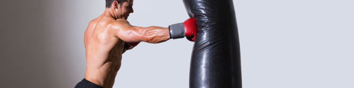 Man training with punching bag