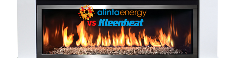 Gas fireplace with alinta energy and kleenheat logos