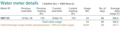 Water meter details