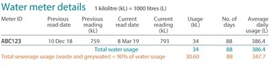 Water meter details