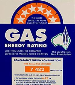 Australian gas energy efficiency star rating label