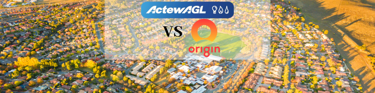 Birds eye view of houses with actewagl and origin logos