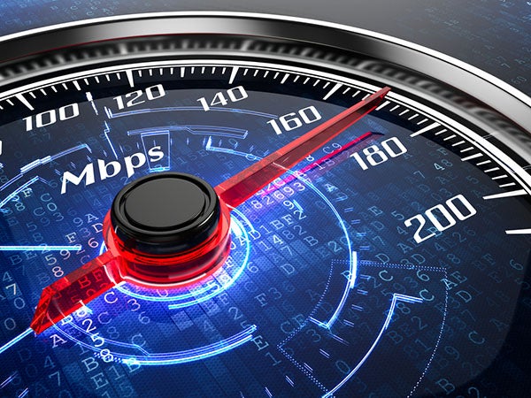 Speedometer showing internet speed