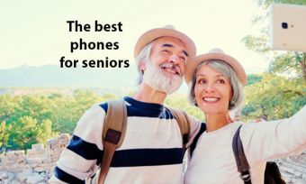 Senior couple outdoors taking selfie