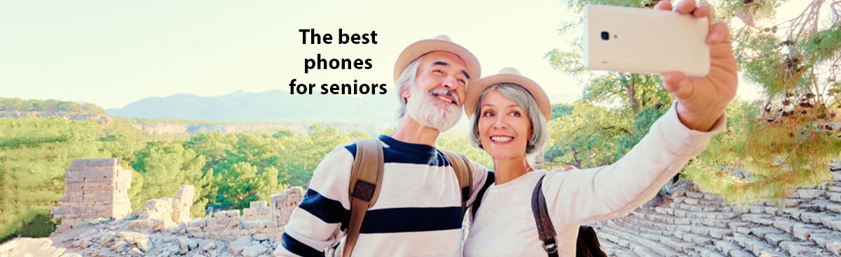 Senior couple outdoors taking selfie