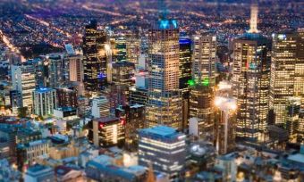 Aerial view of Melbourne at night