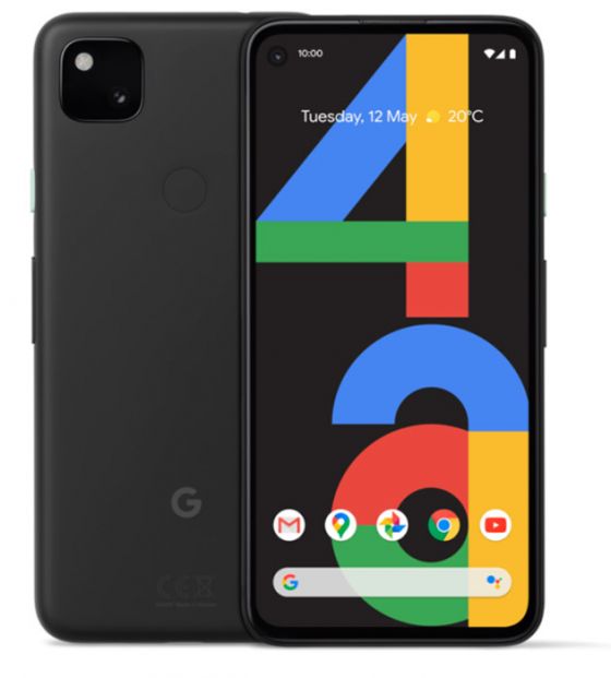 Front and back of the Google Pixel 4a in black