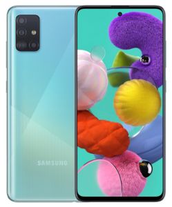 Front and back of Samsung Galaxy A51 phone