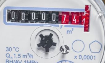 Water meter displaying water reading