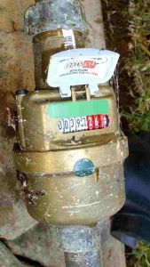 Elster water meter with lid open