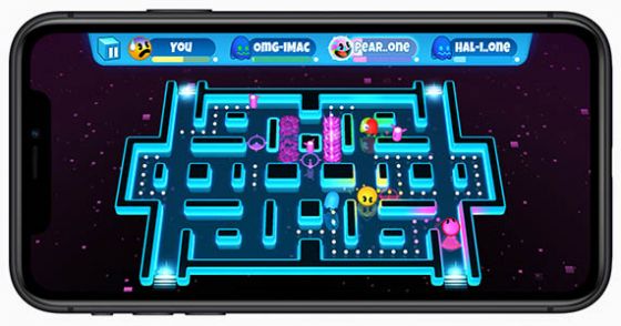 Pac Man game on Apple Arcade being played on iPhone