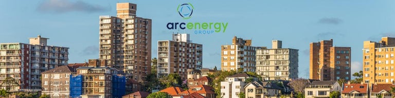 Blocks of units in Sydney with Arc Energy logo