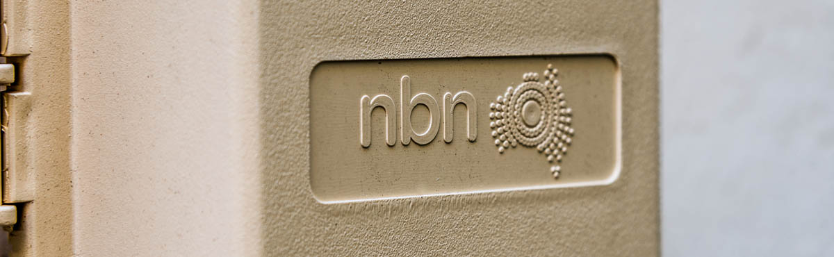 Closeup of NBN connection box outside home