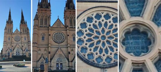 photos of cathedral zoomed in and out